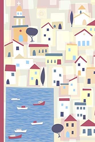 Notes: A Blank Sketchbook with Halki. Greece Townscape Cover Art