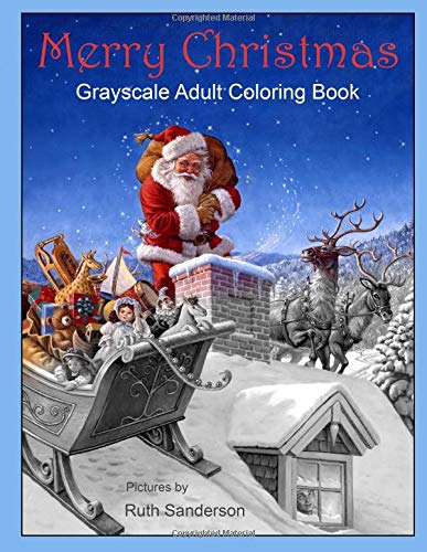 Merry Christmas: Grayscale Adult Coloring Book