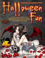 Halloween Fun Grayscale Coloring Book for Adults: 42 Halloween Fun Coloring Pages designed with a combination of one or more style; traditional blac