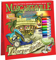 Margaritaville One Particular Harbor Adult Coloring Book Collector's Edition With 24 Colored Pencils. Pencil Sharpener and 4 Drink Recipes