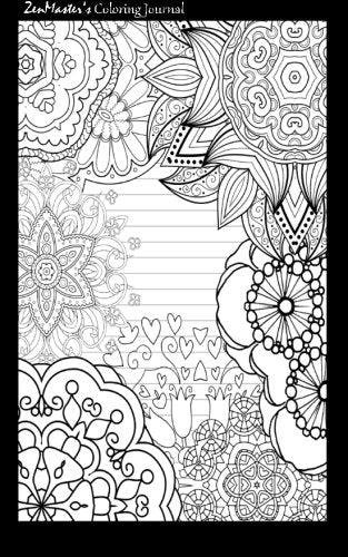 Coloring Journal (black): Therapeutic journal for writing. journaling. and note-taking with coloring designs for inner peace. calm. and focus (100 .