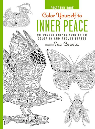 Color Yourself to Inner Peace Postcard Book: 20 Winged Animal Spirits to Color In and Reduce Stress