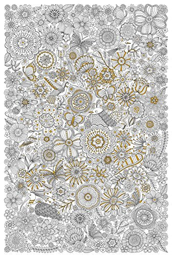 Blooms. Birds. & Butterflies Gold Foil Coloring Poster
