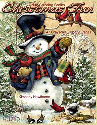Adult Coloring Books Christmas Fun 47 Grayscale Coloring Pages: Beautiful grayscale images of Winter Christmas holiday scenes. Santa. reindeer. elve