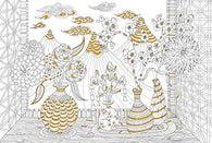 Cherry Blossoms Gold Foil Coloring Poster